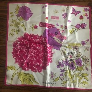Longchamp 100% Silk Floral Scarf - Never Used